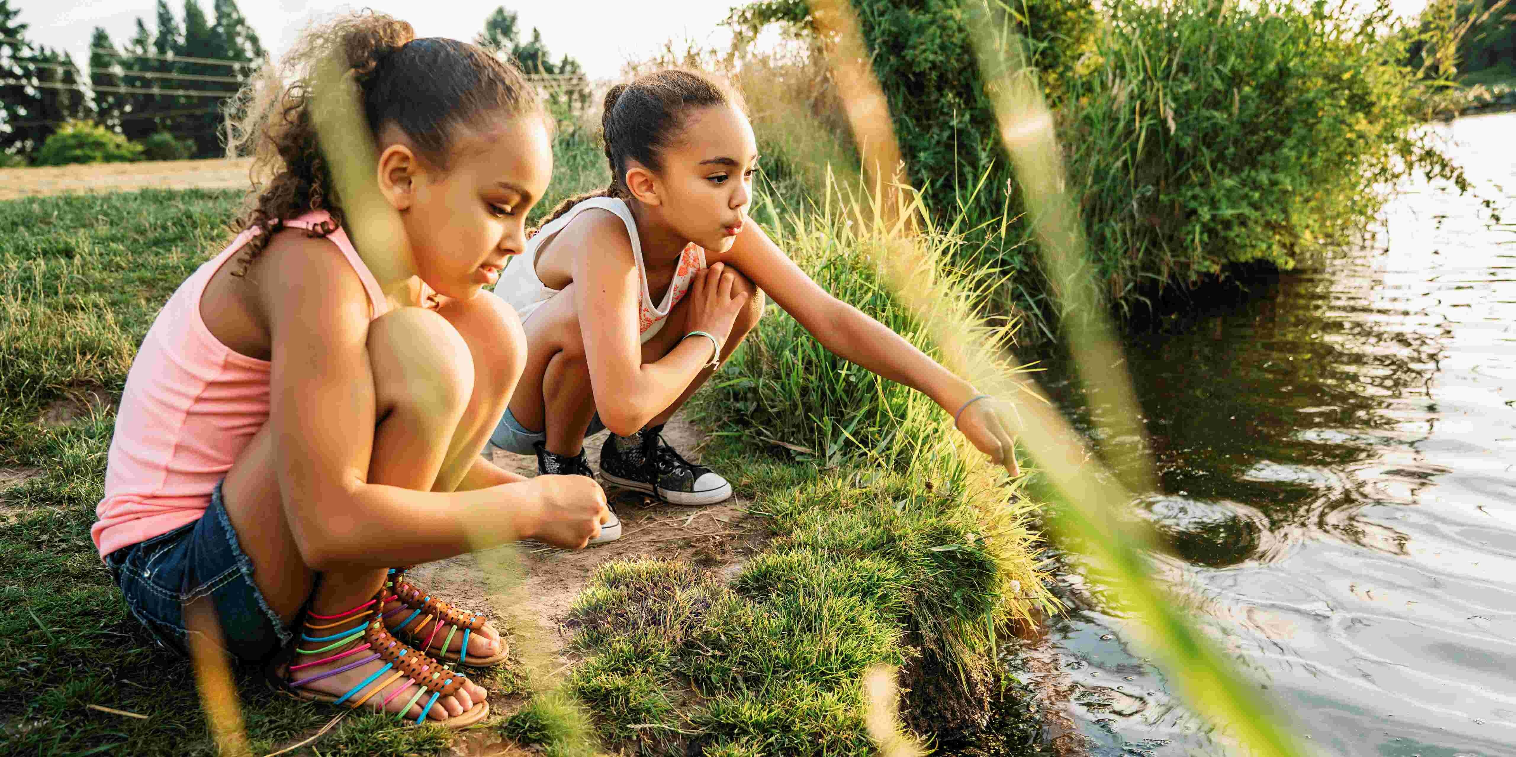 children playing in nature