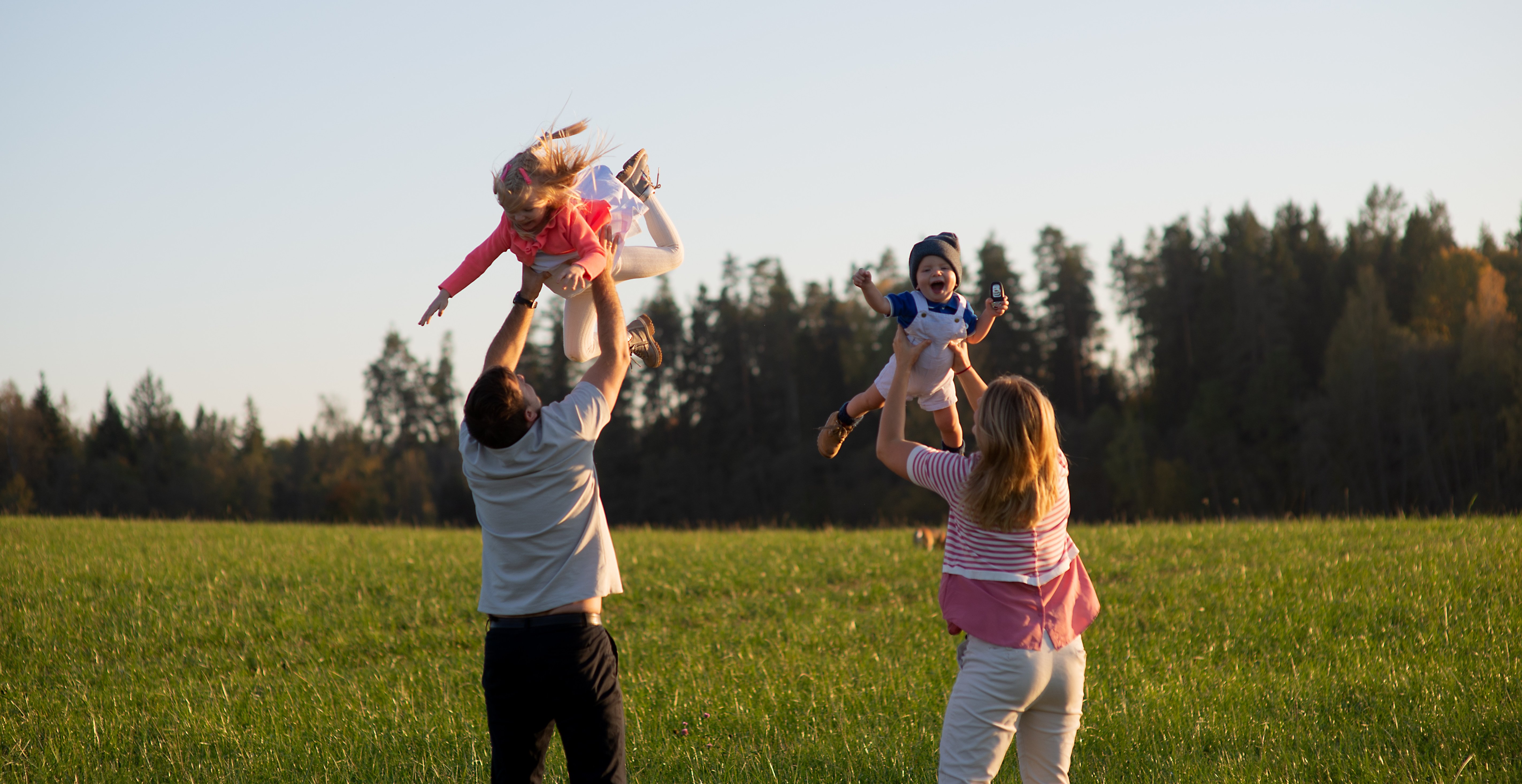 parents and kids playing together